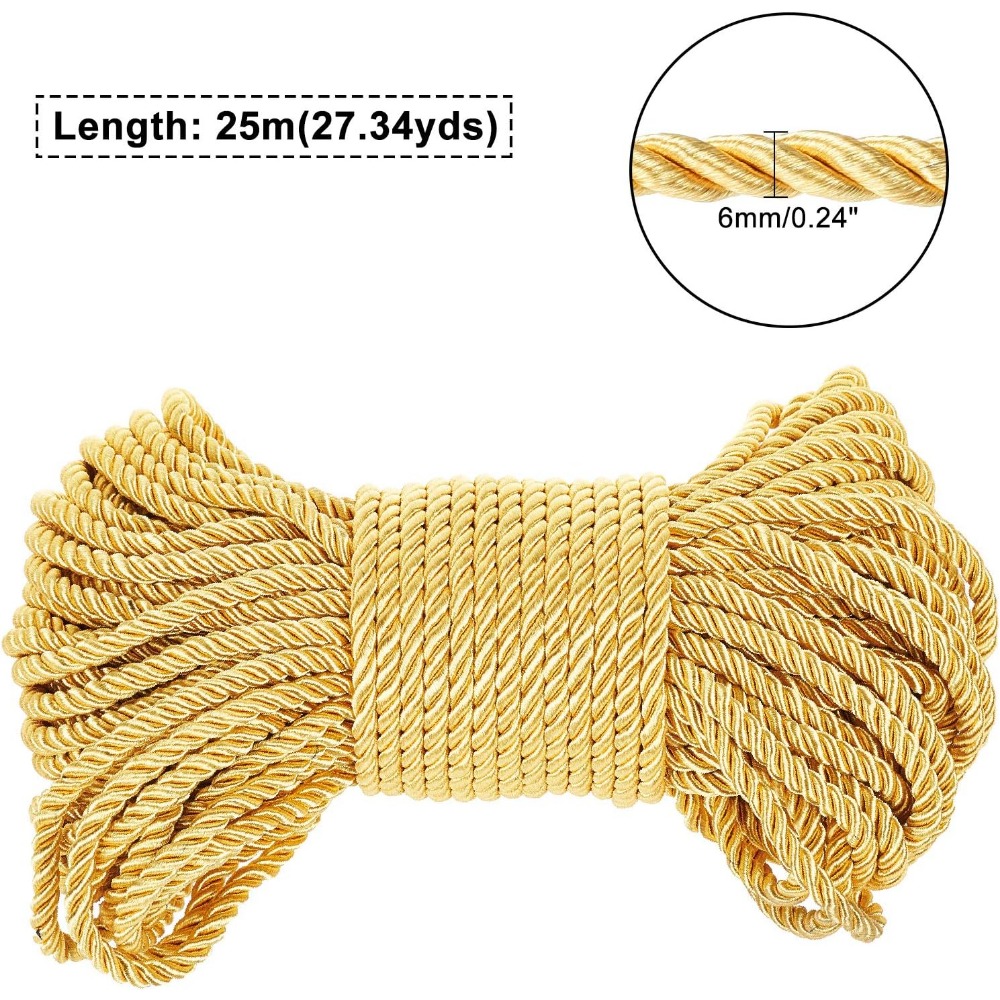6mm Gold Cord 27 Yards Twisted - Cord Trim Twisted ulasan dan harga