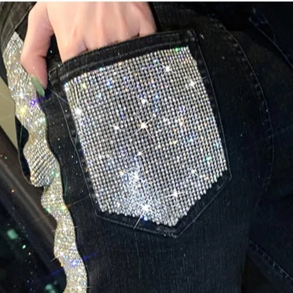 Luxury Rhinestone Patches Jean - Hotfix Rhinestone Sheet ulasan dan harga