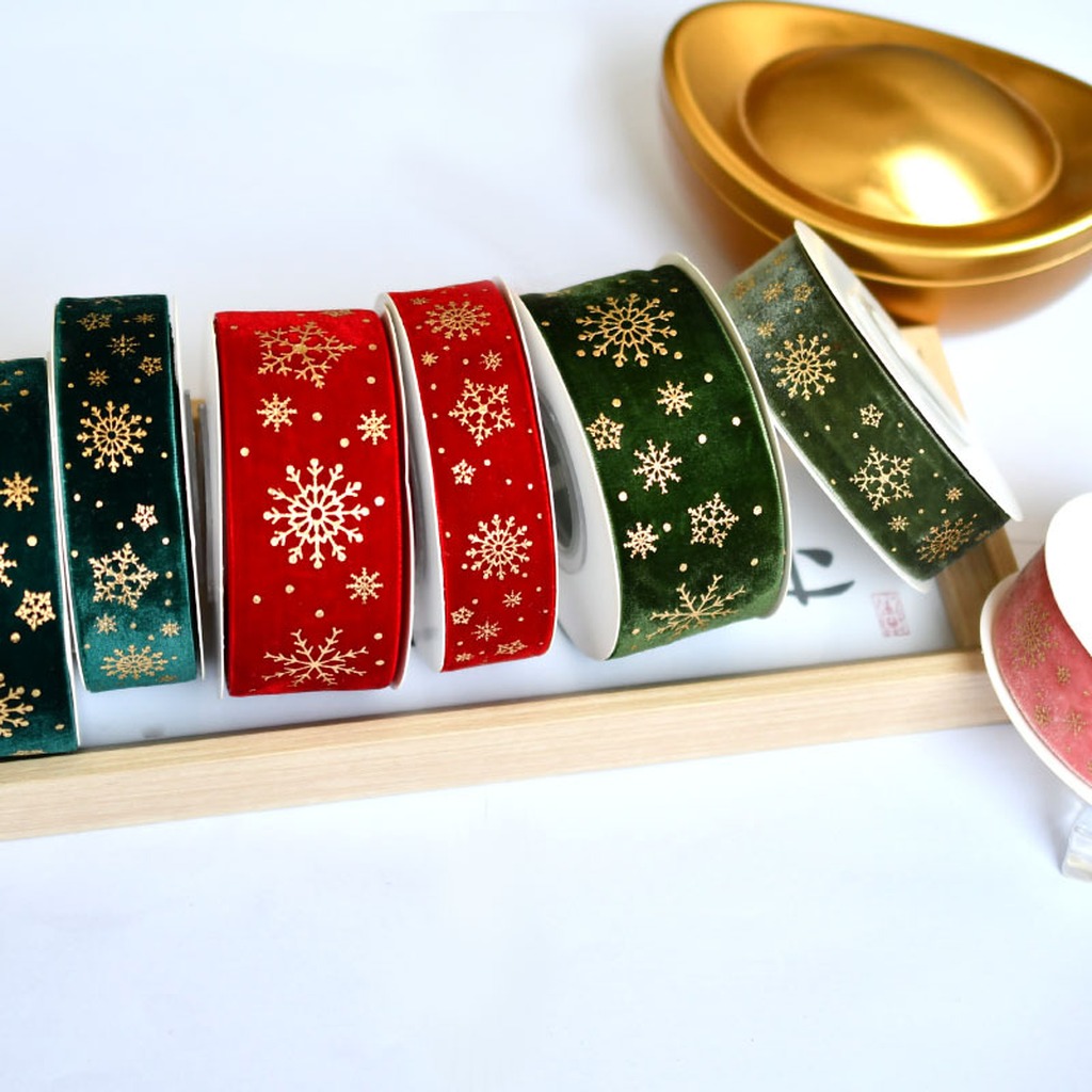 5 Yards/Roll 2.5cm Christmas G - Velvet Ribbon Roll ulasan dan harga