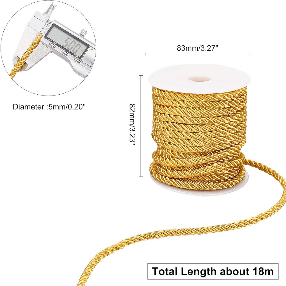59 Feet Gold Cord 5mm Twisted  - Cord Trim Twisted ulasan dan harga
