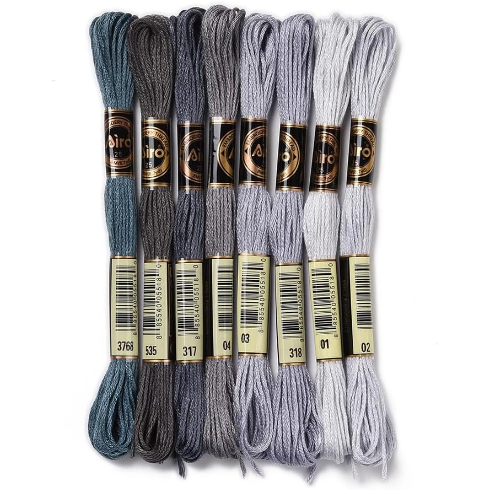8 Skeins 70 Yards Grey Friends - Embroidery Embellishments ulasan dan harga