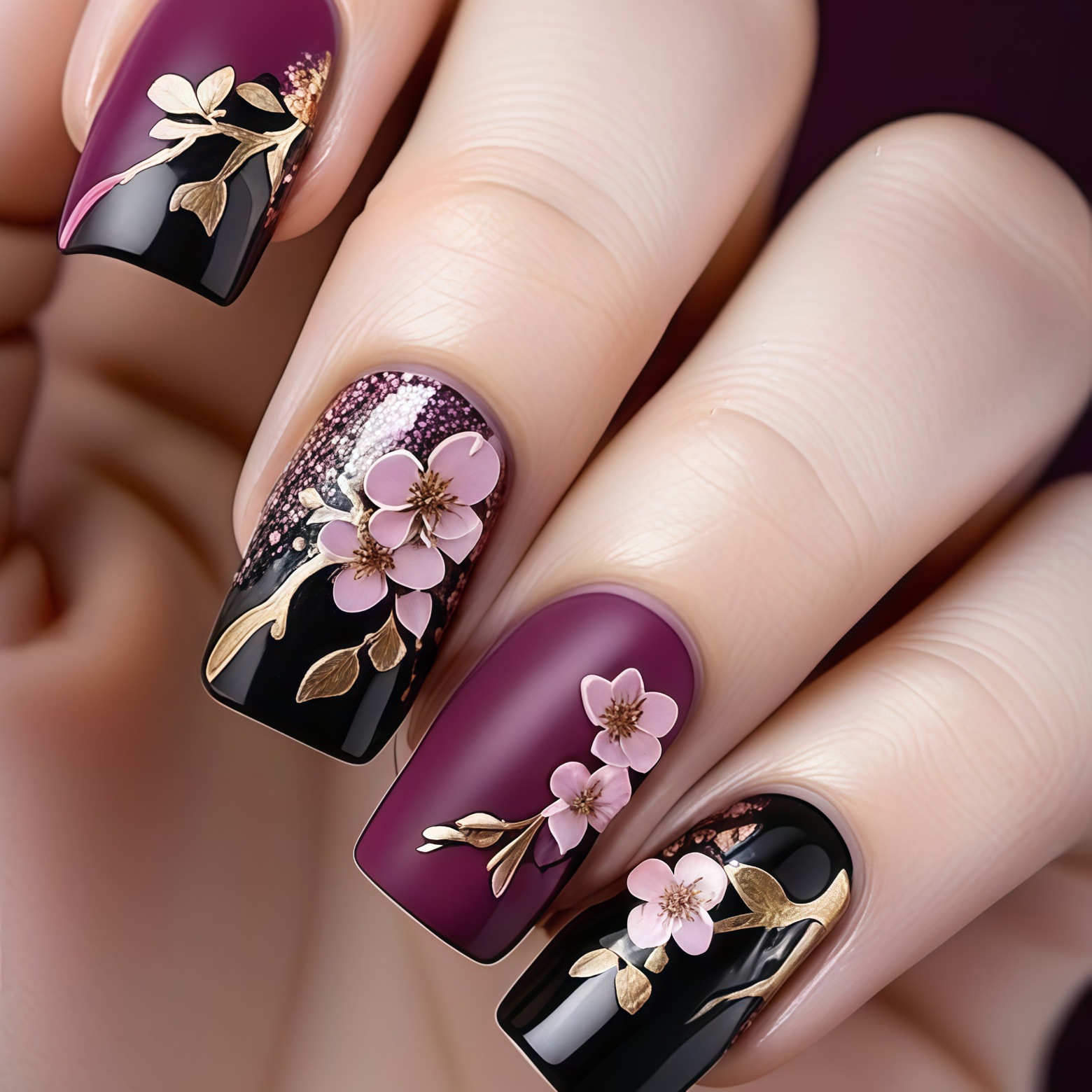 3D golden plated fake nails Me - Embroidery Embellishments ulasan dan harga