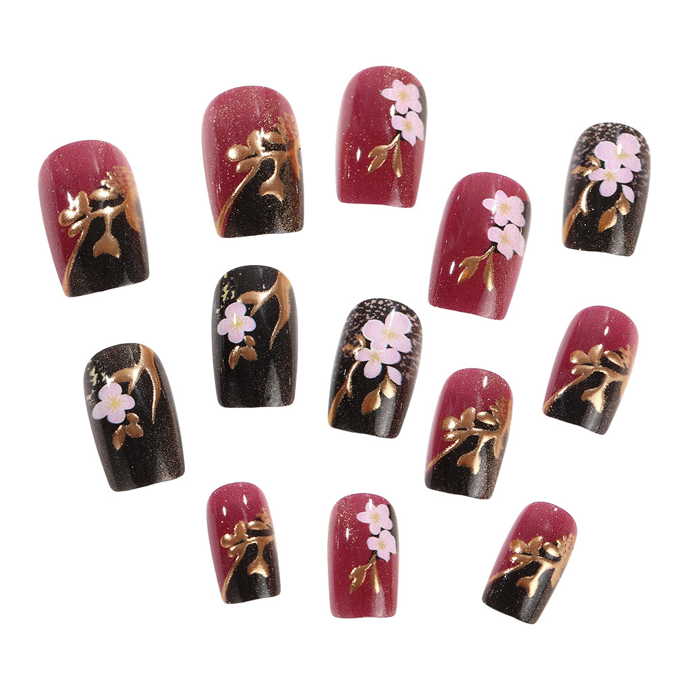 3D golden plated fake nails Me - Embroidery Embellishments ulasan dan harga