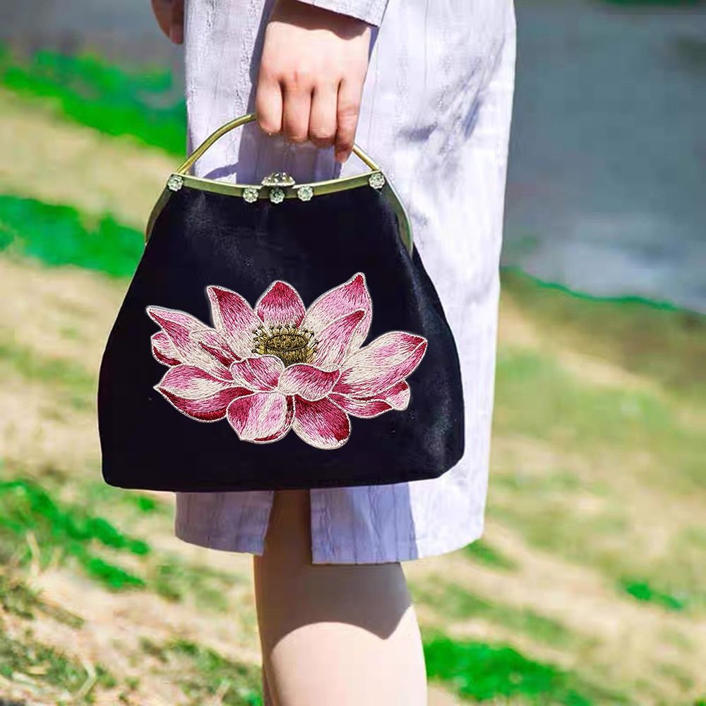 Soft Lotus Flower Patch Embroi - Applique Patch Flower ulasan dan harga