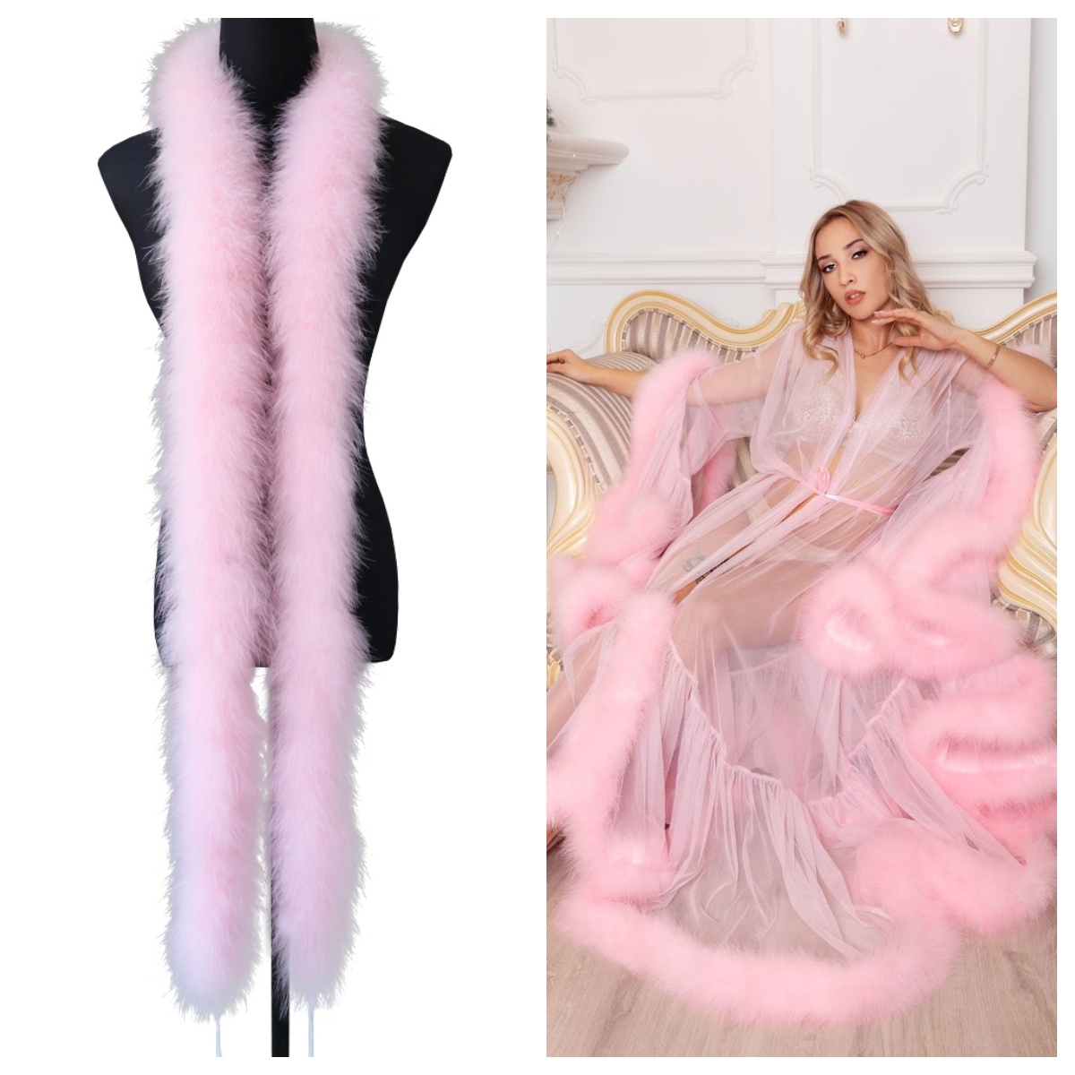 Natural Marabou Feather Trim 2 - Feather Trim Marabou ulasan dan harga